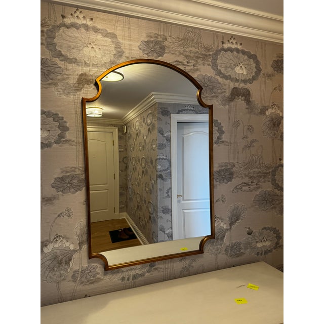 Mid-Century Modern Gold-Framed Arched Wall Mirror – Classic Decorative Shape For Sale - Image 3 of 7