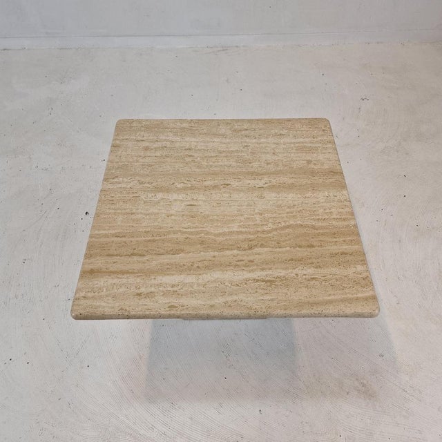 Beige Italian Coffee or Side Table in Travertine, 1980s For Sale - Image 8 of 18