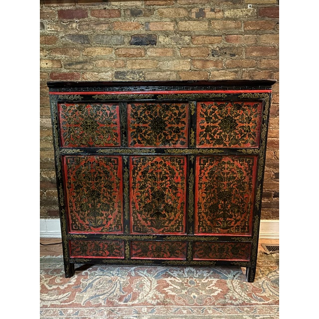 Late 19th Century Tibetan 19th Century Wedding Cabinet For Sale - Image 5 of 12