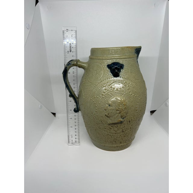 Late 19th Century Antique Whites Utica Salt Glazed Jug For Sale - Image 4 of 8