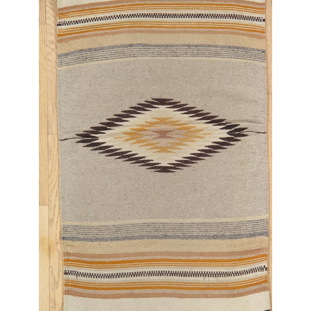 Vintage Mexican Handwoven Rug Blanket C 1940 Diamond Motif Wool Textile, 2'x3'6" For Sale - Image 11 of 17