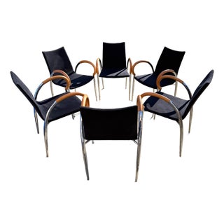 Italian Mid-Century Chrome Dining Chairs, Set of 6 For Sale
