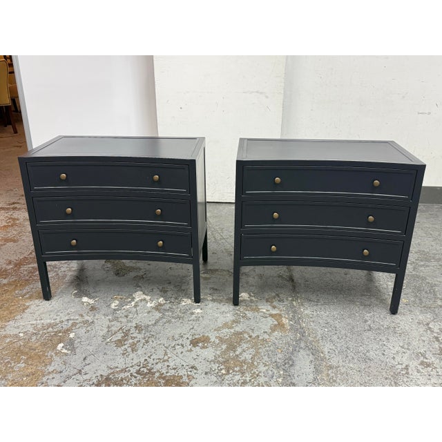 Design Plus Gallery presents a Pair of Parker Double Nightstands from Made Goods. These black metal stands take on French...