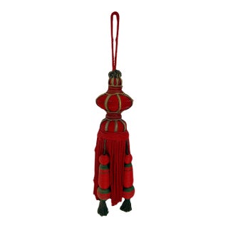 Large Hand Made "Mughal" Red, Green and Gold Cabinet / Door Tassel / Tie Back For Sale