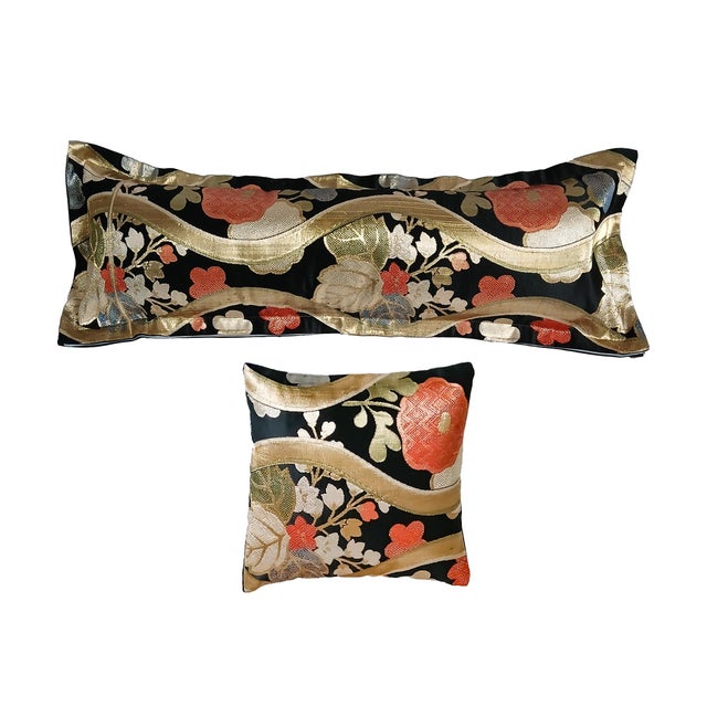 Early 20th Century Japanese Silk Obi Accent Pillow For Sale - Image 11 of 13
