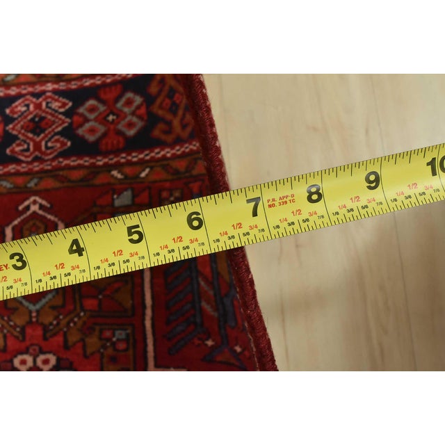 Karajeh Runner 3’8” X 15′ Red Wool Semi-Antique Tribal Hand-Knotted Rug For Sale - Image 13 of 14