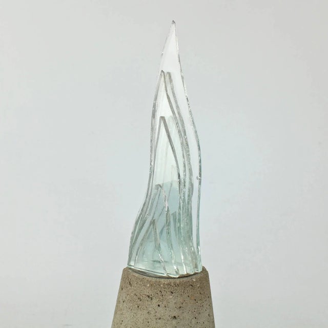 Modern Lucie, Sculptural Cast Cement & Glass Lamp by Laurent Beyne for Deux Ailes, 1989 For Sale - Image 3 of 11