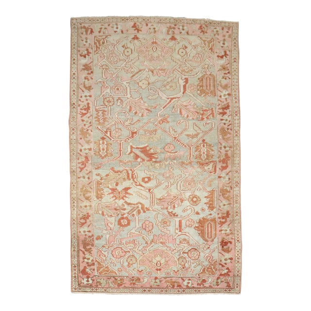Green Pink Feminine Persian Malayer Rug For Sale