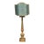 Antique Italian Giltwood Table Lamp With Custom Roman Shade For Sale