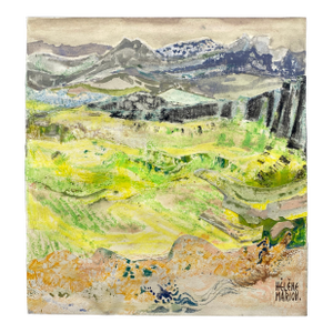 Mid 20th Century Helene Marion Rugged Landscape Mixed Media/Painting