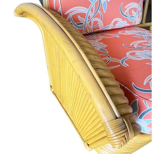 Tan Restored Rattan "Golden Girls" Sofa & Lounge Chairs Livingroom Set For Sale - Image 8 of 14