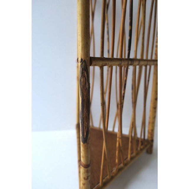 Wicker Bamboo Corner Wall or Floor Shelf Étagère For Sale - Image 15 of 17