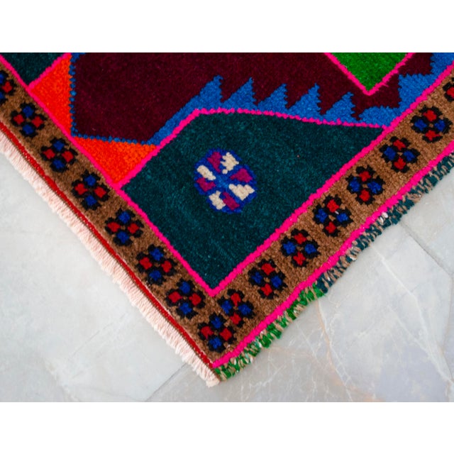 Green Hand Knotted Oushak Rug. Colorful Rug, Bath Mat, Kitchen Decor 1'7" X 2'9" For Sale - Image 8 of 14