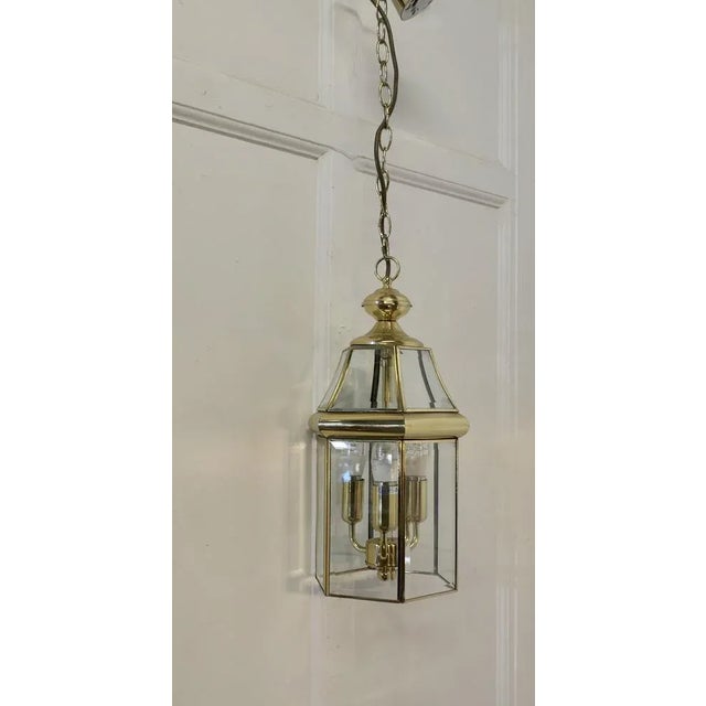 Art Deco Brass & Glass Hall Lanterns, 1970s, Set of 7 For Sale - Image 9 of 12