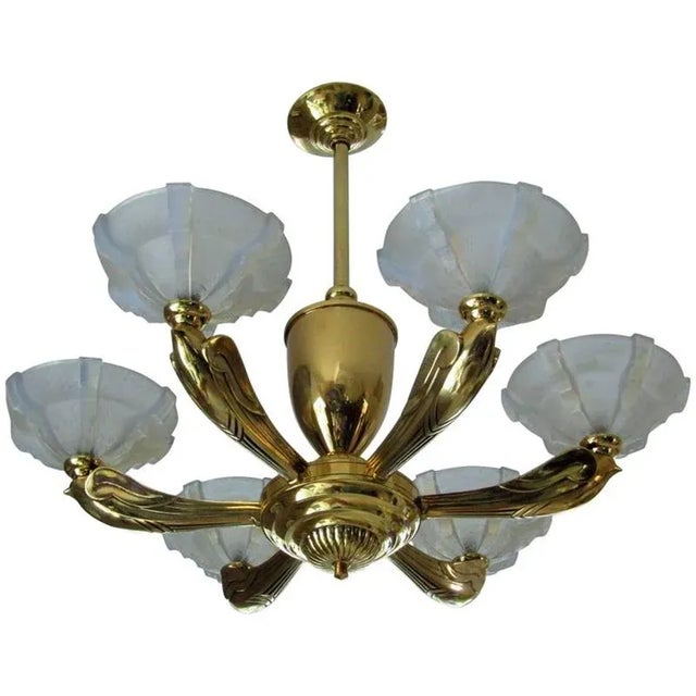 Art Deco Chandelier by Jean Boris Lacroix, 1935 For Sale - Image 11 of 11