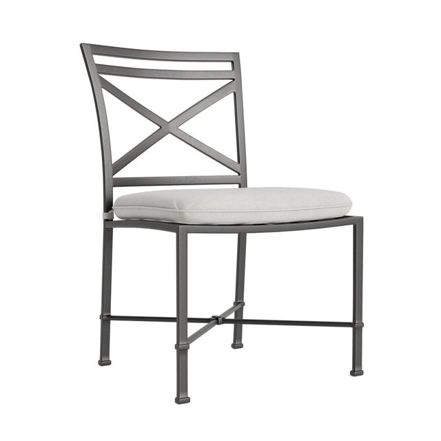 Brown Jordan Venetian Side Chair, Textured Pewter frame with Fusion Dove fabric For Sale - Image 12 of 12
