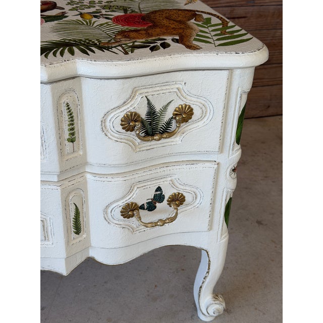 Vintage Baker Furniture Custom Painted Tropical Decoupage Appliqué Chest For Sale - Image 10 of 12