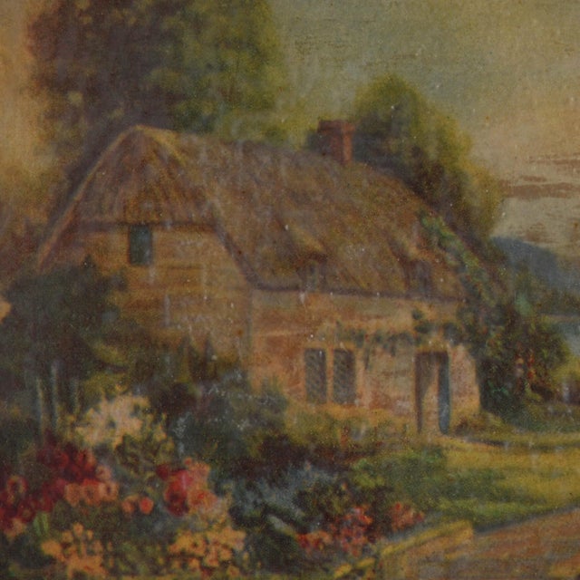 Traditional Victorian Ornate Walnut Frame and Print With Leather Banding For Sale - Image 3 of 11