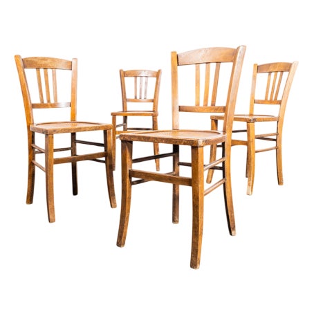 French Farmhouse Dining Chairs with Radial Patterned Seats, 1950s, Set of 4 For Sale