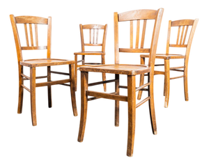 French Farmhouse Dining Chairs with Radial Patterned Seats, 1950s, Set of 4