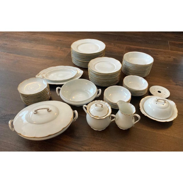 Ceramic 19th Century Austrian Art Nouveau-Styled Gold-Rimmed Porcelain Dinner Service, 65+ Pieces For Sale - Image 7 of 7