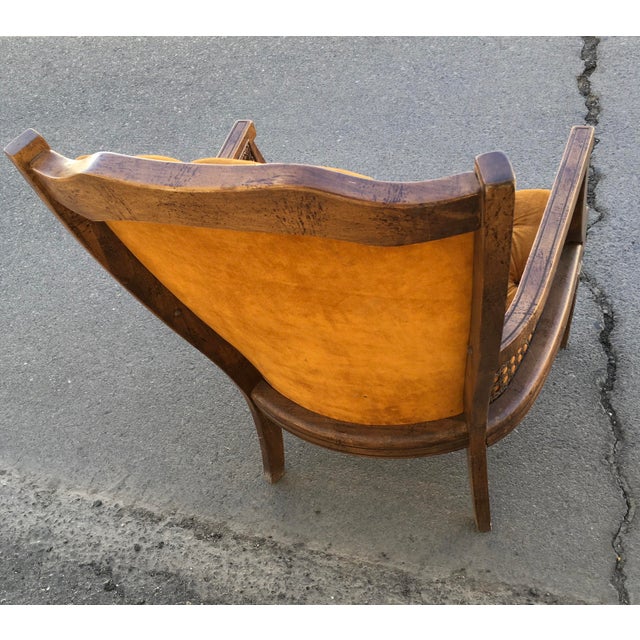 Vintage 1960s Orange Chair Mid Century Caned Tufted Armchair For Sale - Image 4 of 6