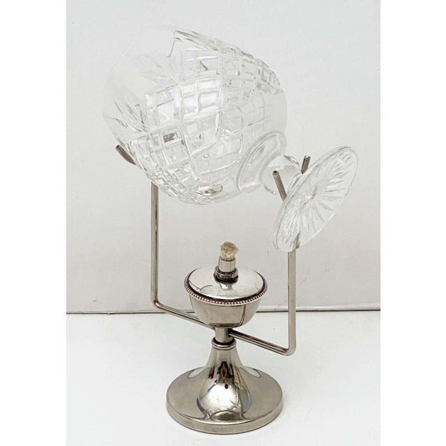 English Silver Brandy Warmer With Cut Crystal Glass Snifter Chairish