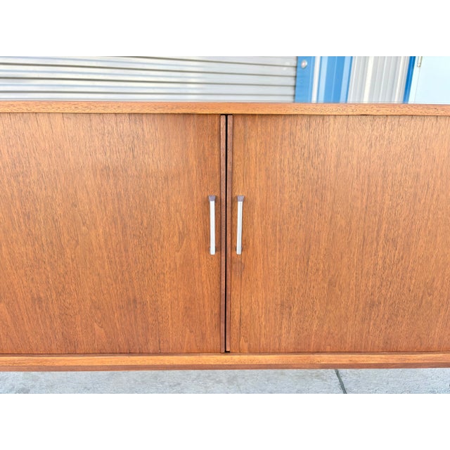 1970s Mid-Century Modern Walnut Tambour Door Credenza / Media Console For Sale - Image 4 of 12