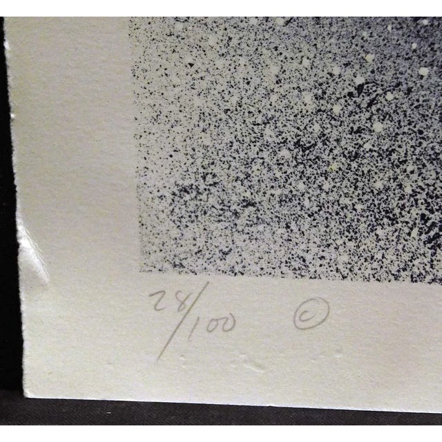 1980s C J Wells "Cold Snow Moon" Hand Signed Lithograph Mountains Native Themed For Sale - Image 4 of 8