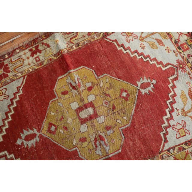 Traditional Red Vintage Turkish Oushak - 3'8" x 4'11" For Sale In New York - Image 6 of 6