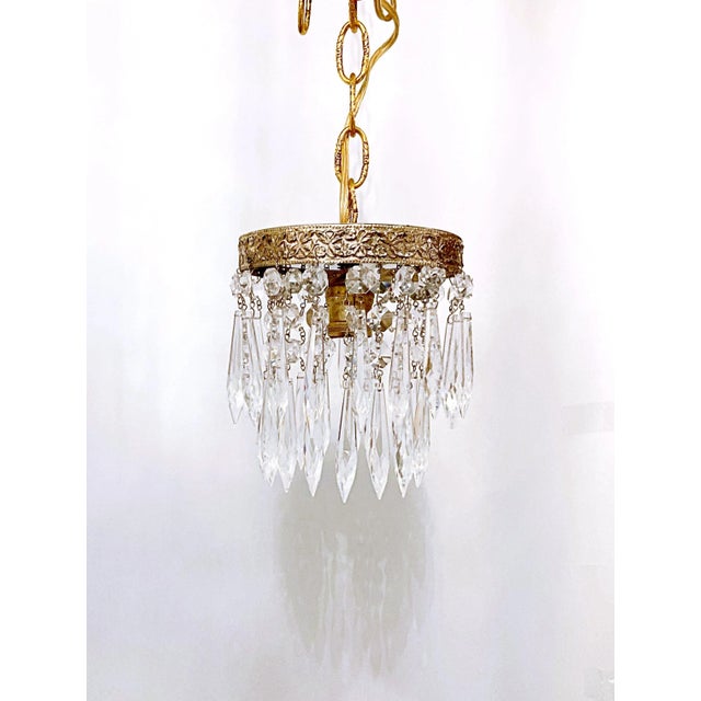 Metal 1950s Italian Brass Upside Down Layered Cake Chandelier For Sale - Image 7 of 7