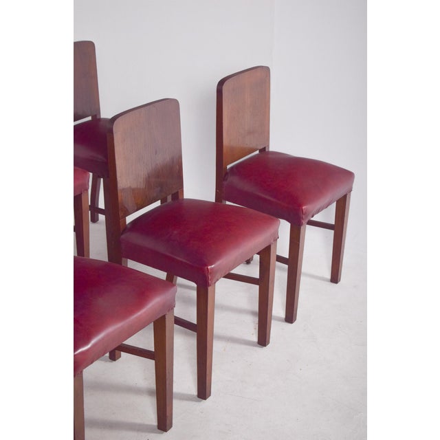 Brown Art Deco Portuguese Dining Chairs, 1940s, Set of 8 For Sale - Image 8 of 11