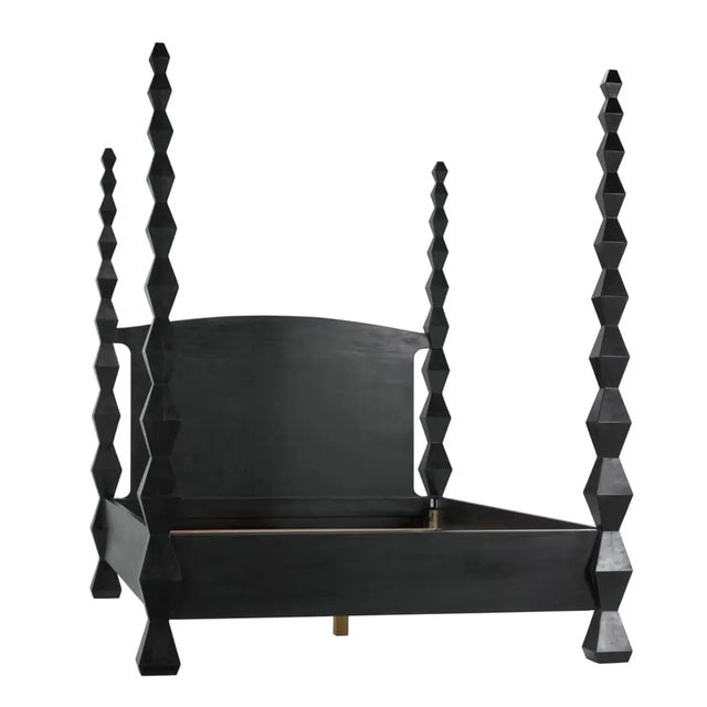 Mid-Century Modern NOIR Brancusi Bed, Queen, Hand Rubbed Black For Sale - Image 3 of 5