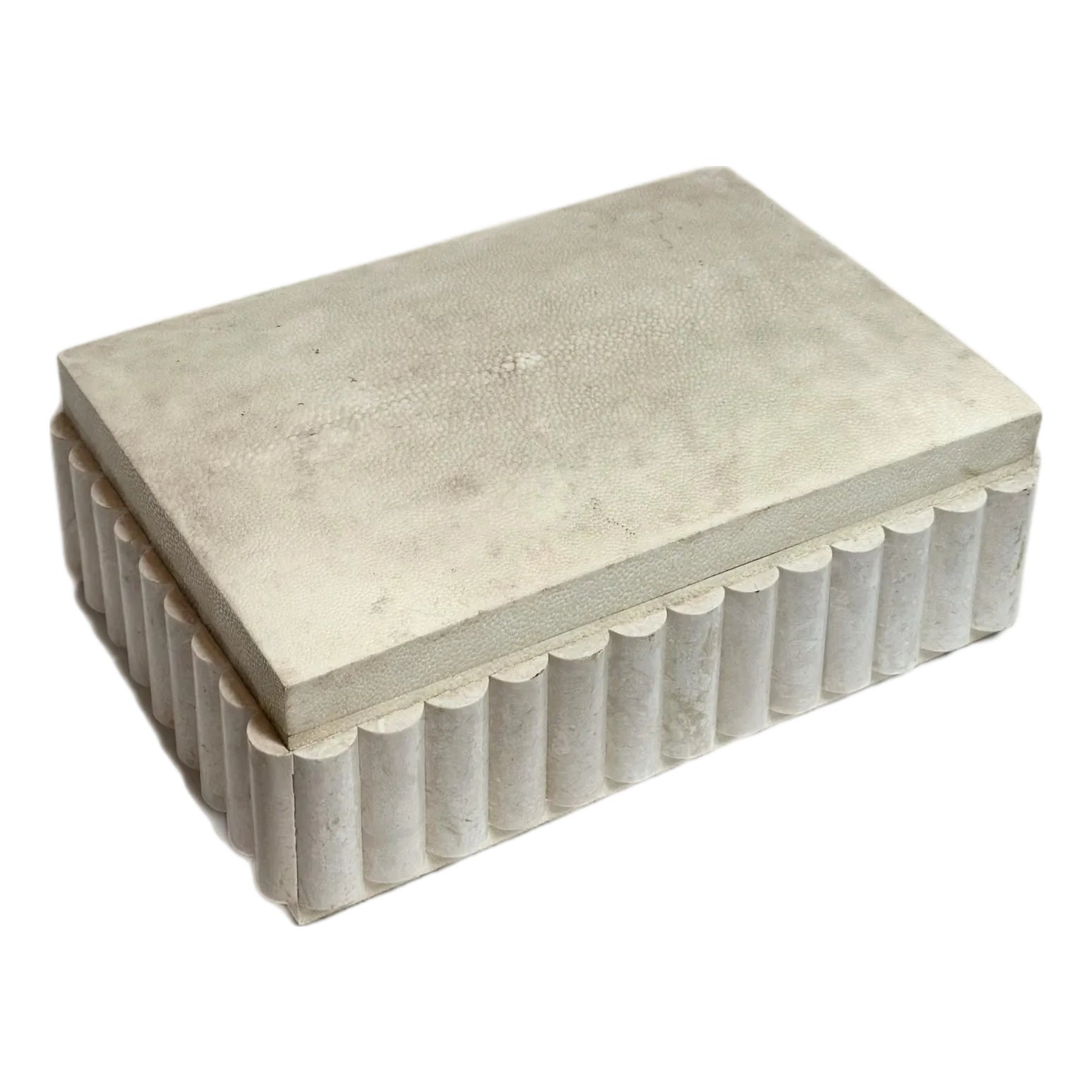Maitland Smith Ivory Shagreen and Fluted Stone Rectangular Fluted Box ...