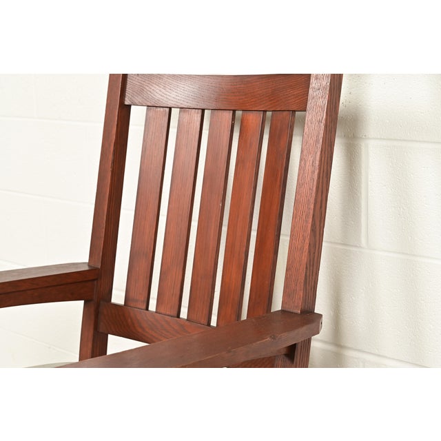 Stickley Brothers Style Antique Mission Oak Arts & Crafts Rocking Chair, Circa 1900 For Sale In South Bend - Image 6 of 12