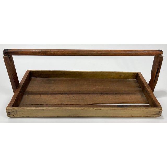Brown Antique Rustic Handled Berry Basket Tray For Sale - Image 8 of 10