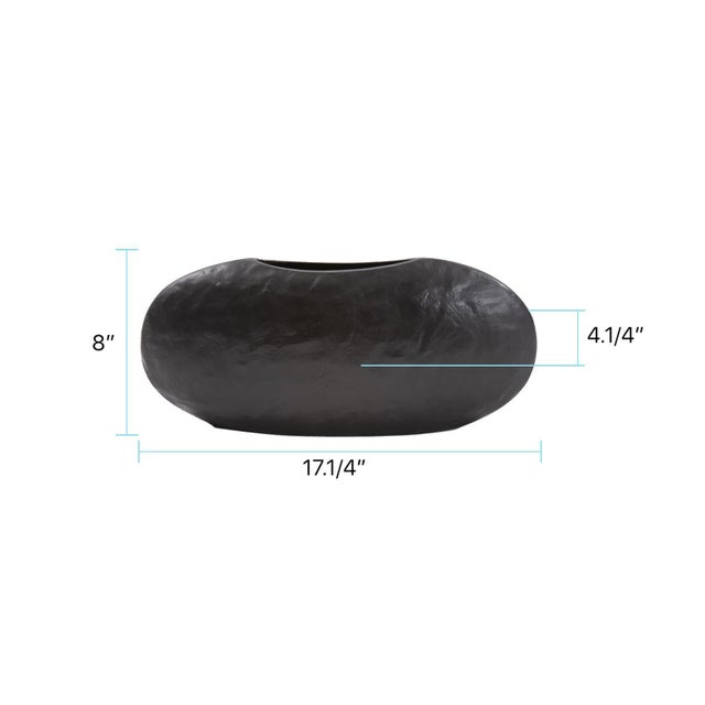 Black Hammered Organic Ebony Aluminum Canoe Vase- Large For Sale - Image 8 of 8
