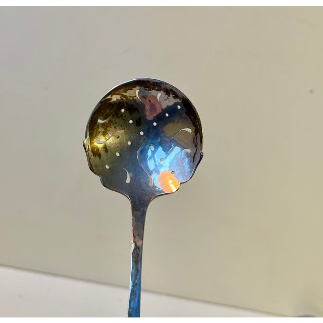 Danish Silver Water Lily Serving Spoons by Hans Hansen, 1930s, Set of 2 For Sale - Image 4 of 9