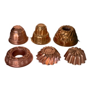 1950s 7 S Copper Molds Baking Jelly Collection With Cookie Cutters For Sale