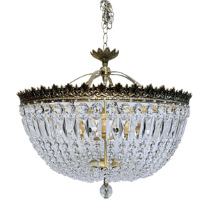 Vintage 1950s Italian Brass Basket Chandelier