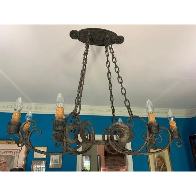 18th Century Hand-Forged & Hammered French Iron Chandelier For Sale - Image 9 of 9