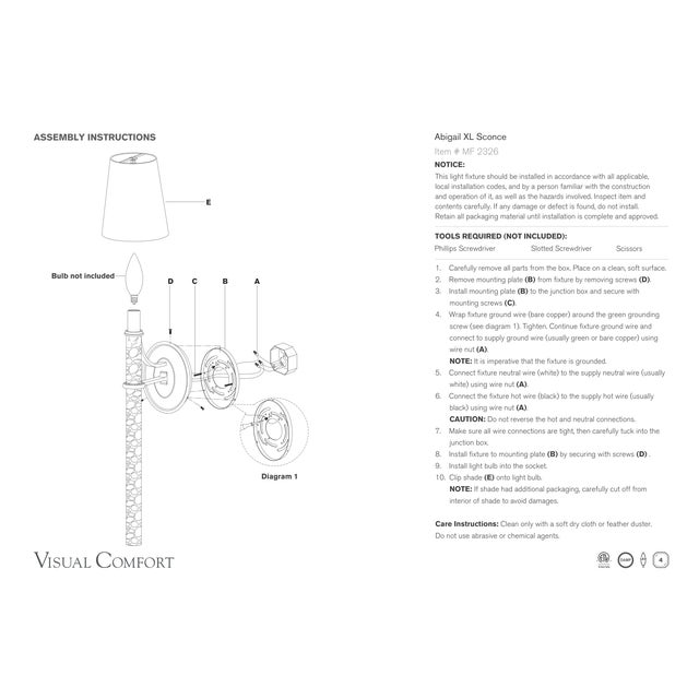 Marie Flanigan for Visual Comfort Signature Abigail XL Sconce in Soft Brass and Clear Wavy Glass with Linen Shade For Sale - Image 10 of 10
