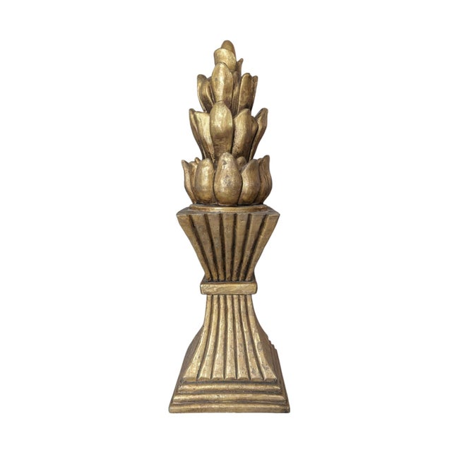 Decorative Gold Finial Statue standing at 12.5" Tall Perfect displayed on a Bookshelf, Console Table, or even the floor...