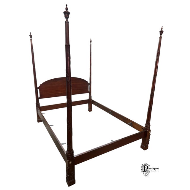 Vintage Chippendale Style Queen Size Four Poster Bed by Wellington Hall featuring Hight Quality Mahogany Construction,...