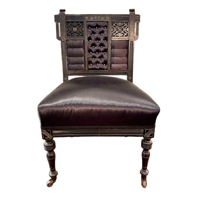 Antique English Chinoiserie Vanity Chair For Sale