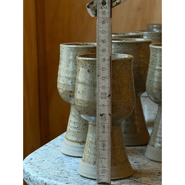 Handmade Speckled Stoneware Goblets, Set of 8 For Sale - Image 13 of 18