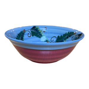 Gail Pittman Signed Blue Garden Extra-Large Serving Bowl Hand Painted 2004