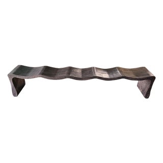 Monumental Sculptural Mango Wood Bench With Burnt Espresso Finish For Sale