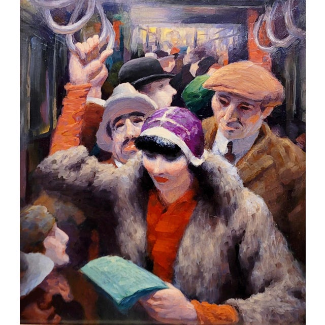 Impressionist James Chapin -1930s New York Subway Riders- Oil Painting For Sale - Image 3 of 10