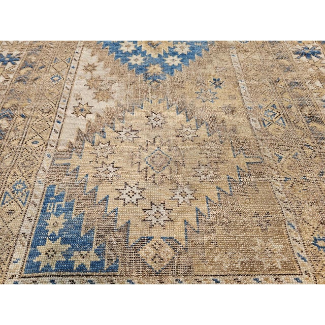 19th Century Caucasian Shirvan Area Rug, Geometric Design, Handwoven Wool, 4' x 5' For Sale - Image 10 of 15